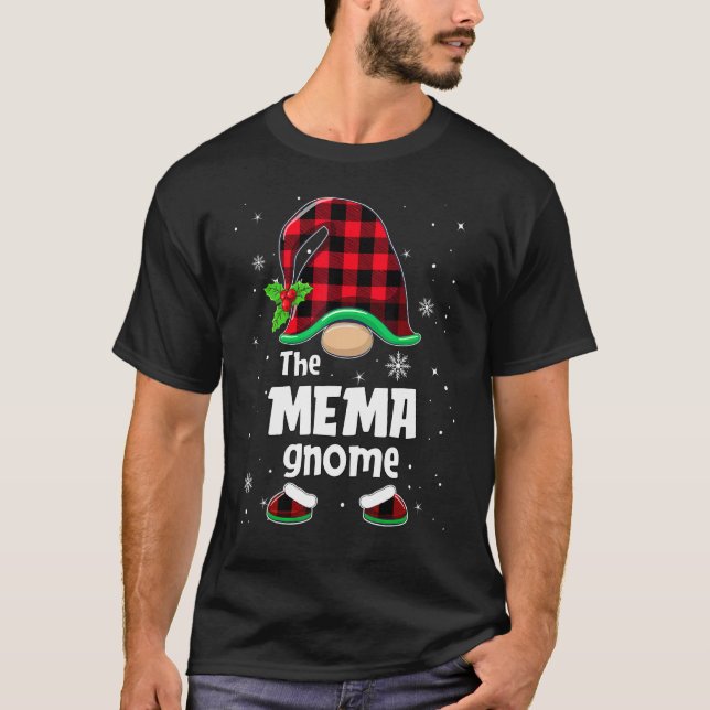 T-shirt The Mema Gnome Buffalo Plaid Christmas Matching Fa (Devant)
