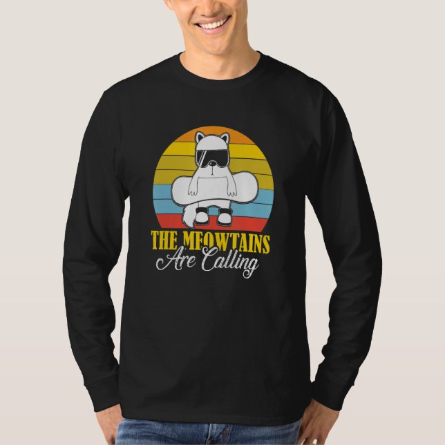 T-shirt The Meowtains Are Calling  Cat  Ski Snowboarding (Devant)