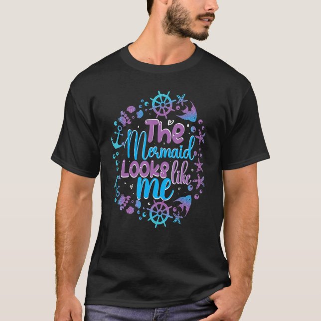 T-shirt The mermaid looks like me black girl quote (Devant)