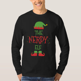 T-shirt The Nerdy Elf Christmas Family Matching Group