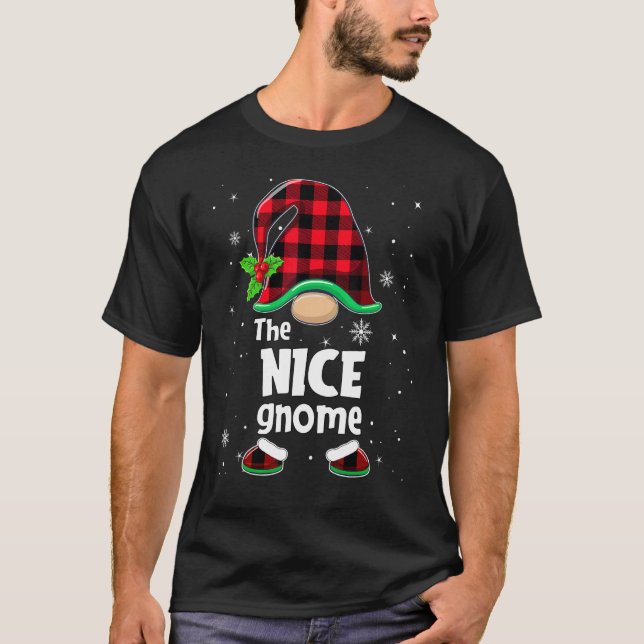 T-shirt The Nice Gnome Buffalo Plaid Christmas Matching Fa (Devant)