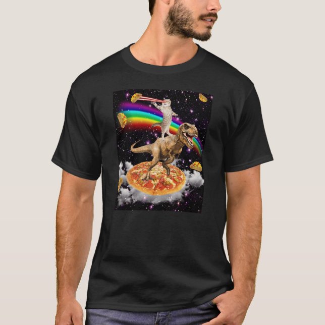 T-shirt The ORIGINAL Galay Laser Eye Cat on Dinosaur on Pi (Devant)