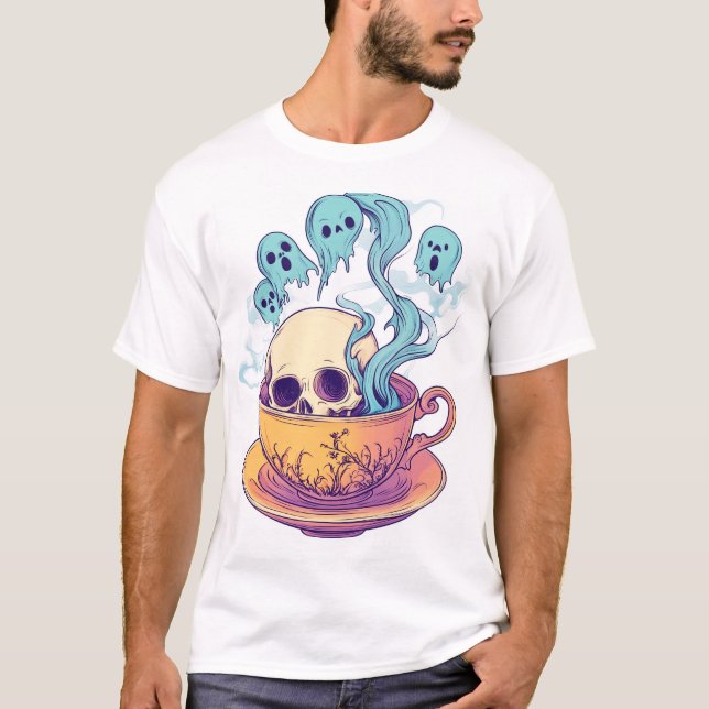 T-shirt Thé & Os - Crâne drôle détendu (Devant)