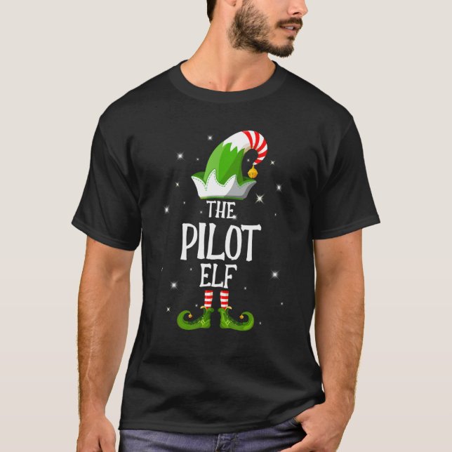 T-shirt The Pilot Elf Family Matching Group Christmas   (Devant)