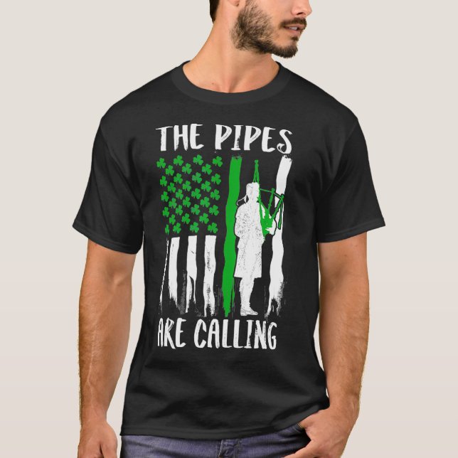 T-shirt The Pipes Are Calling St Patricks Day Irish  (2) (Devant)