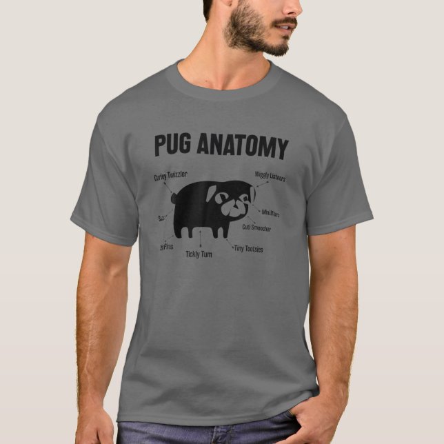 T-shirt The Pug Anatomy Funny Pug Gift (Devant)