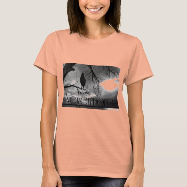 T-shirt The Raven - Nevermore Sunbeams & Tree B&W (Devant)