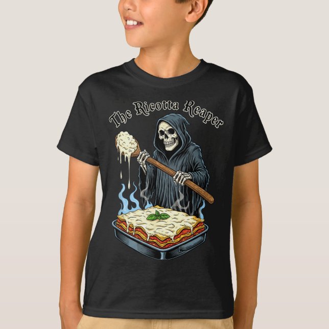 T-shirt The Ricotta Reaper Funny Italian Halloween Lasagna (Devant)