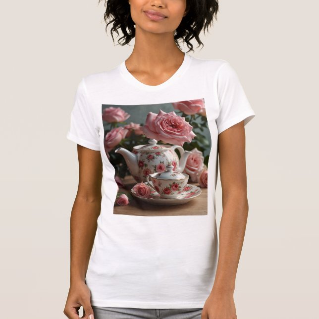 T-shirt Thé Rose de chou rose (Devant)