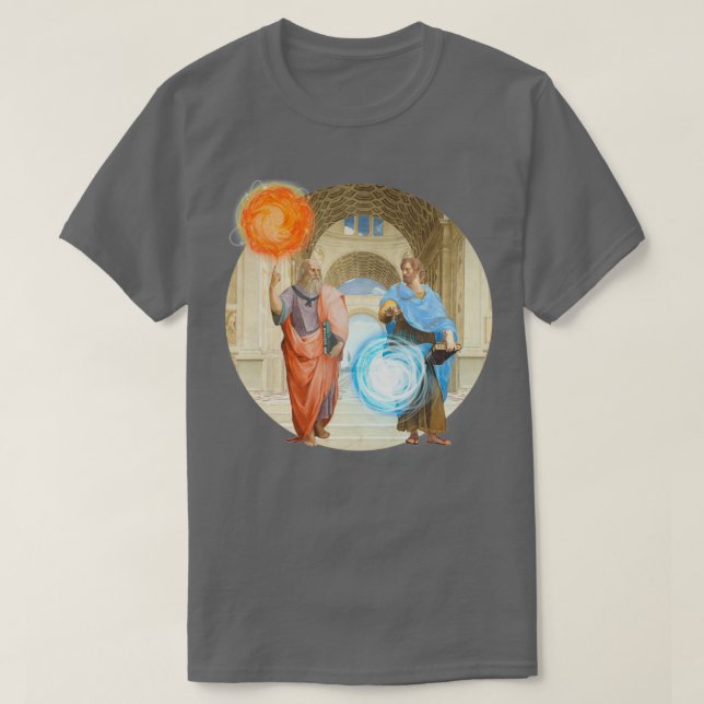 T-shirt The school of athens plato vs aristotle (Design devant)