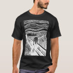 T-shirt The Scream by Edvard Munch – White Line Art<br><div class="desc">This design features an inverted version of Edvard Munch’s iconic The Scream, based on his 1895 lithograph.
The white line art with transparent background lets the expressive figure stand out crisply against dark t-shirt colors.
Timeless wearable art, perfect gift for art lovers!
Public domain artwork. Non-official reproduction.</div>