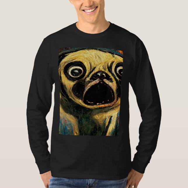 T-shirt The Scream Pug Version  Cute Dog (Devant)