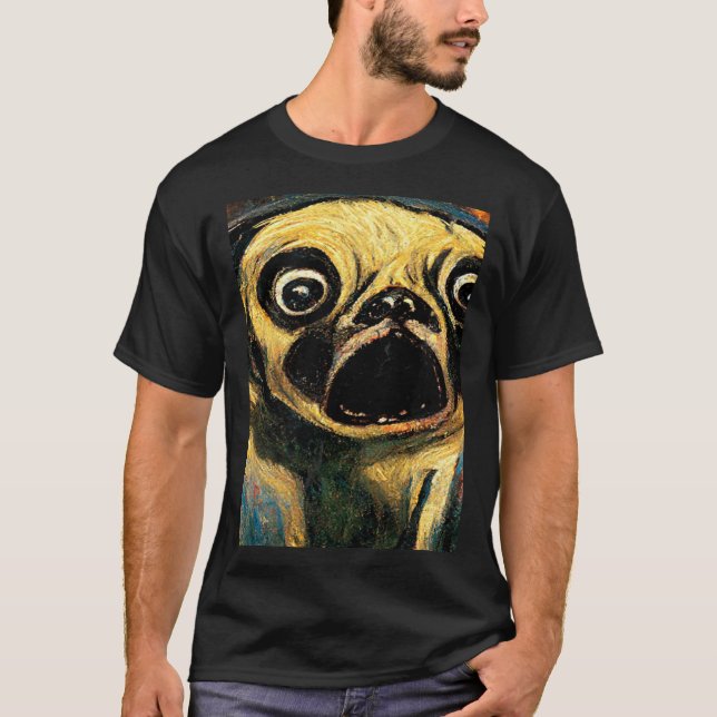 T-shirt The Scream Pug Version  Cute Dog (Devant)