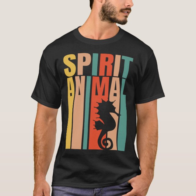 T-shirt The Seahorse Is My Spirit Animal  Retro (Devant)