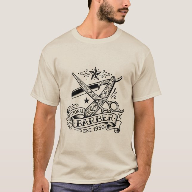 T-shirt The Sharp Edge | Graphisme éclair de barbier d'anc (Devant)