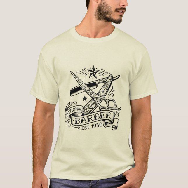 T-shirt The Sharp Edge | Graphisme éclair de barbier d'anc (Devant)