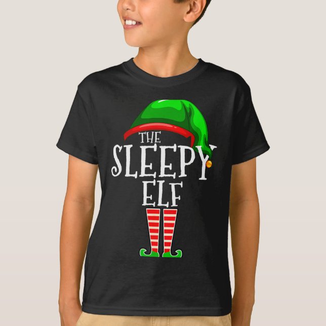 T-shirt The Sleepy Elf Group Matching Family Christmas Gif (Devant)
