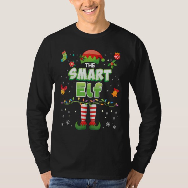 T-shirt The Smart Elf Matching Family Merry Christmas Sant (Devant)