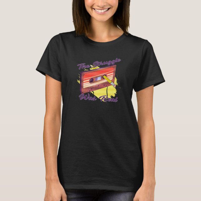 T-shirt The Struggle Was Real 70s Music Mix Tape Nightmare (Devant)
