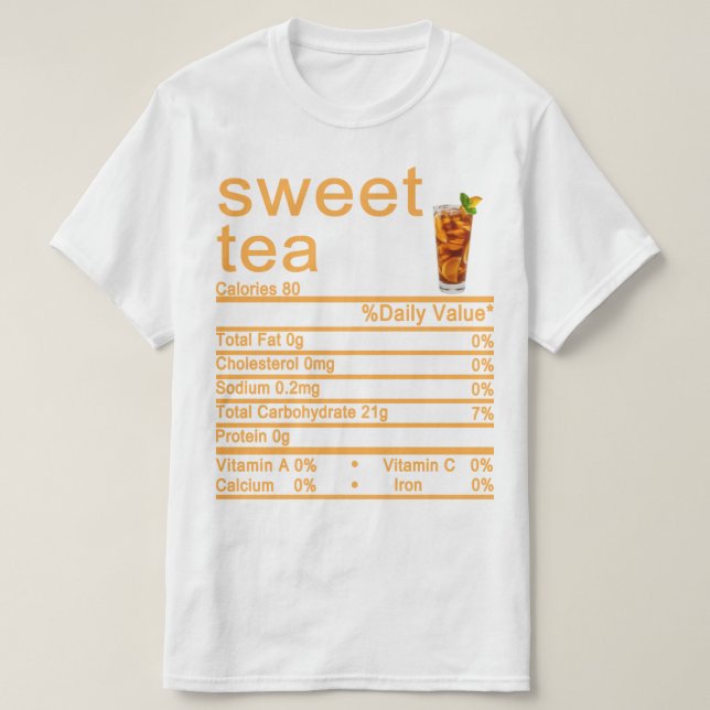 T-shirt thé sucré Nutrition Facts étiquette (Design devant)