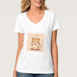T-shirt Thé thé thé thé thé thé thé café chat mignon