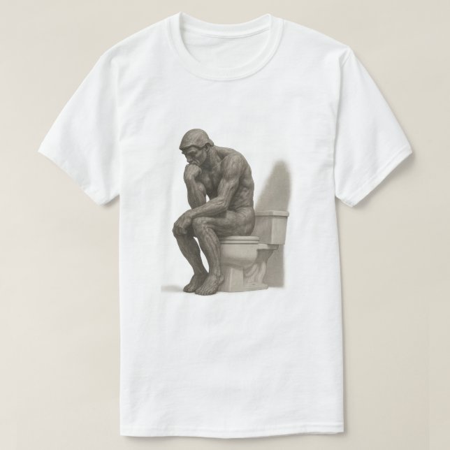 T-shirt The Thinker on the Throne – Classical Charcoal Sty (Design devant)