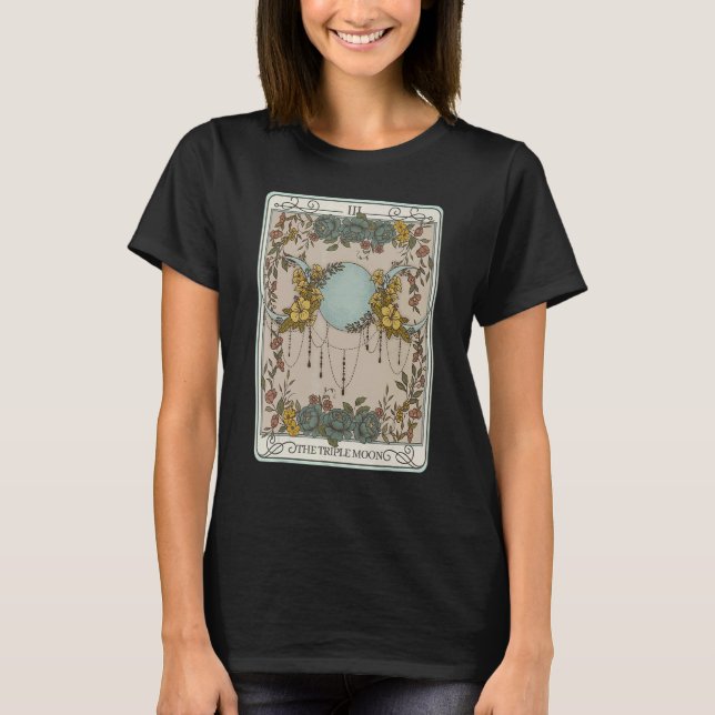 T-shirt The Triple Moon Tarot Card Floral Crescent Moon Ae (Devant)