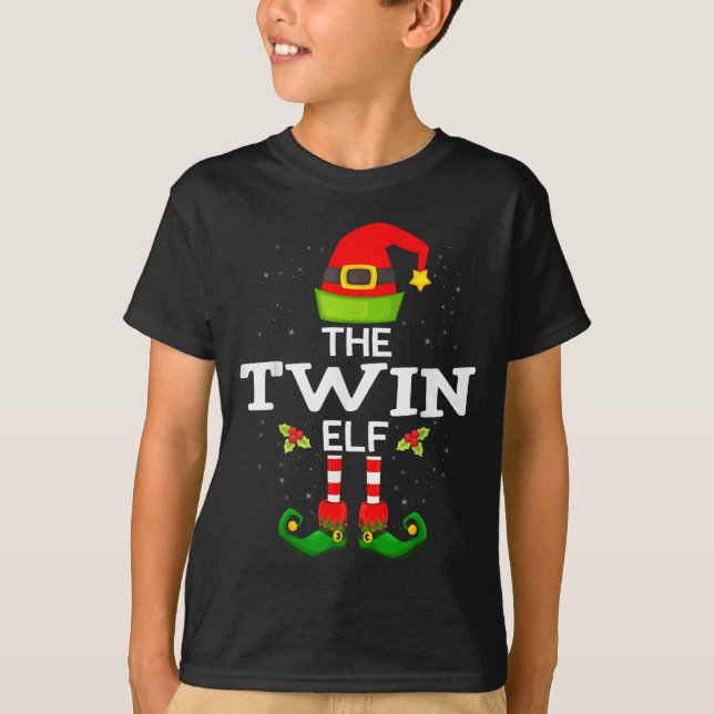 T-shirt The Twin Elf Christmas Family Matching Pajama  (Devant)
