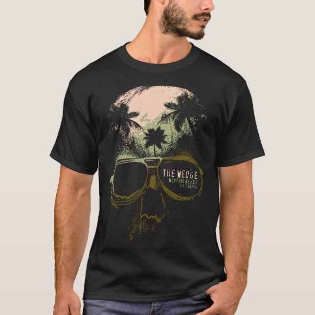 T-shirt The Wedge Newport Beach Skull Summer California Su (Devant)