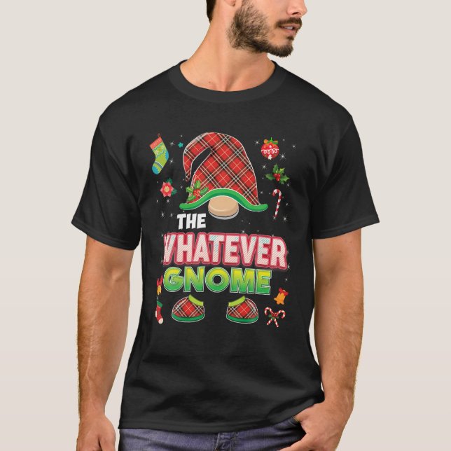 T-shirt The Whatever Gnome Buffalo Plaid Matching (Devant)