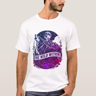 T-shirt The Wild Within - Howling Wolf Nature & Mountain I