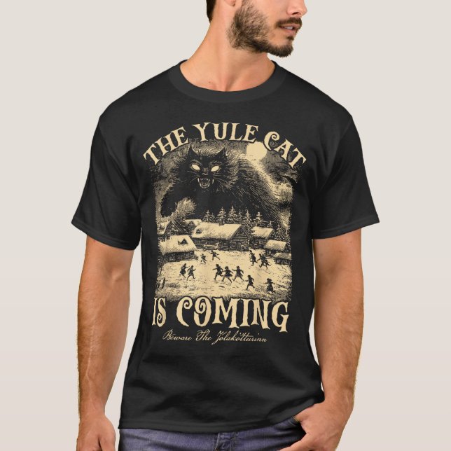 T-shirt The Yule Cat Is Coming Gothic Christmas Winter Sol (Devant)
