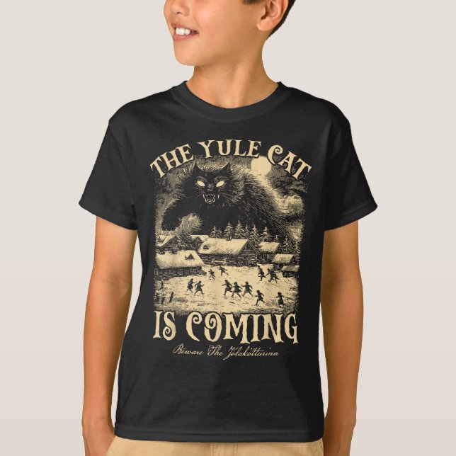 T-shirt The Yule Cat Is Coming Gothic Christmas Winter Sol (Devant)