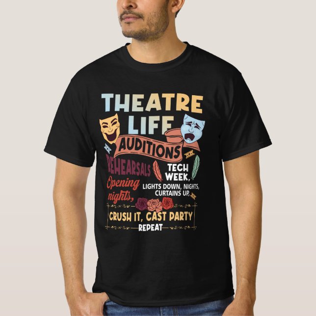 T-shirt Théâtre Acteur Nerd Musical Theatre Life Auditions (Devant)