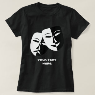 T-shirt Théâtre Masque Comédie Tragédie Black Blanc Person