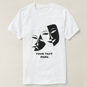 T-shirt Théâtre Masque Comédie Tragédie Noir Blanc Personn