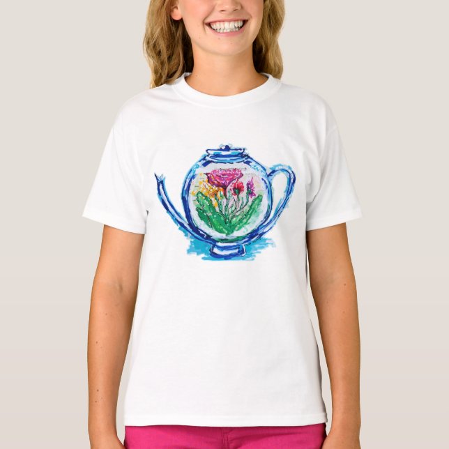 T-shirt Théière à fleurs (Devant)