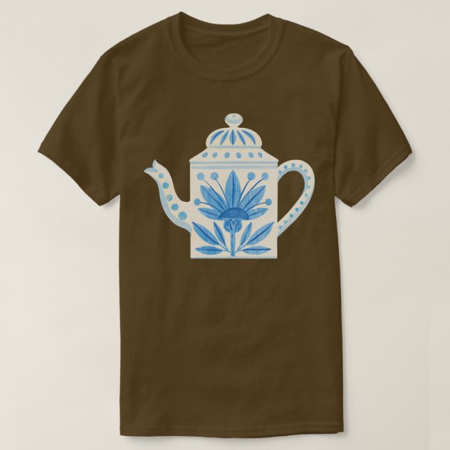 T-shirt Théière florale scandinave (Design devant)