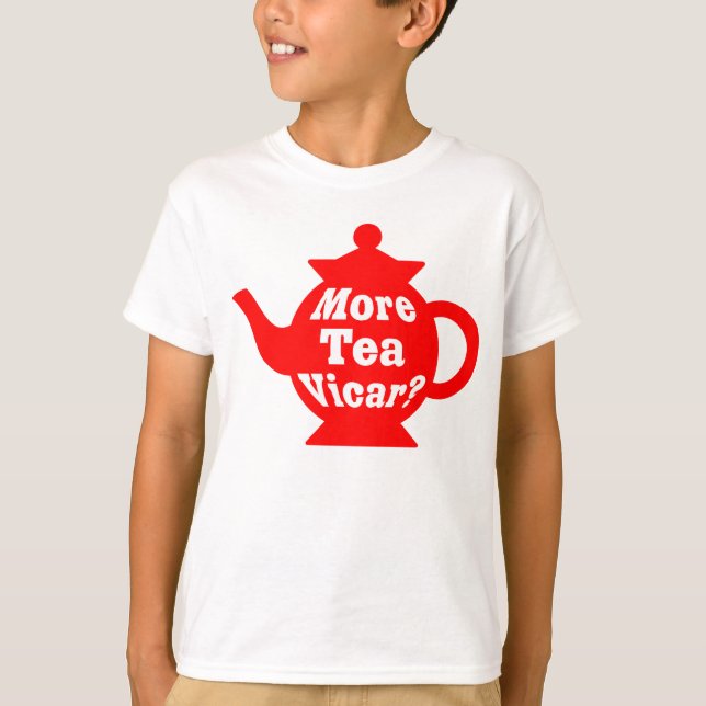 T-shirt Théière - plus de curé de thé ? - Rouge et blanc (Devant)