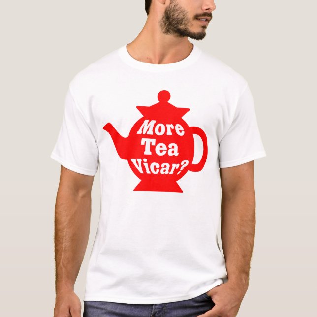 T-shirt Théière - plus de curé de thé ? - Rouge et blanc (Devant)