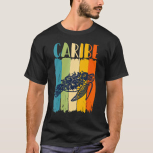 T-shirt Thème amis famille tortue de mer rétro Caraïbes