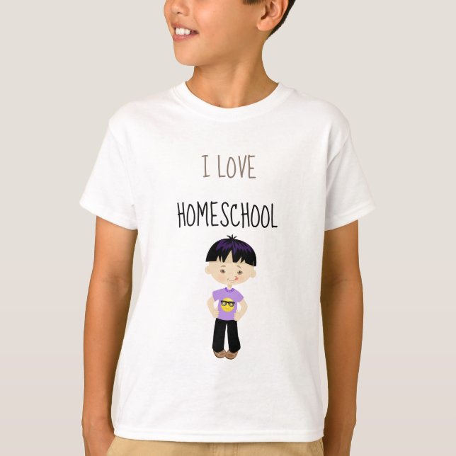 T-shirt Thème asiatique J'aime l'école familiale (Devant)