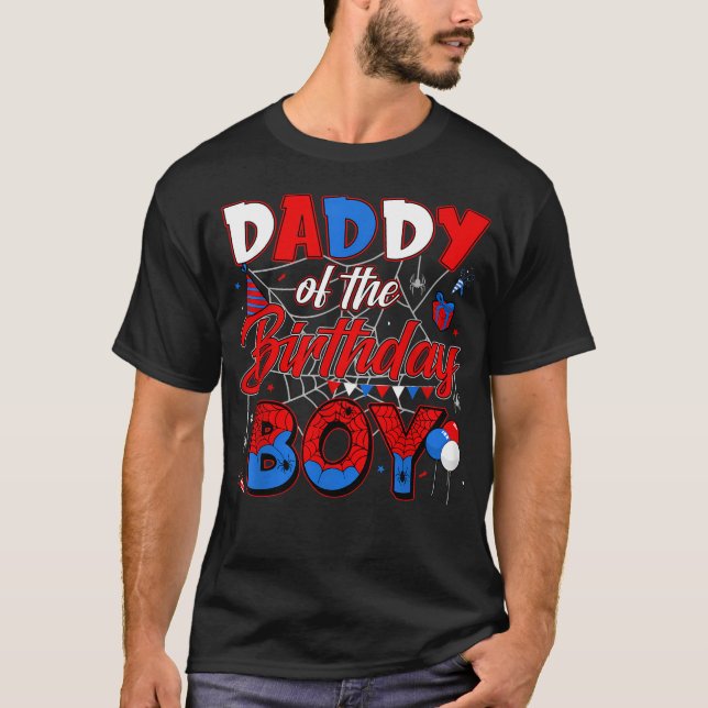 T-shirt Thème d'anniversaire araignées Papa du garçon d'an (Devant)