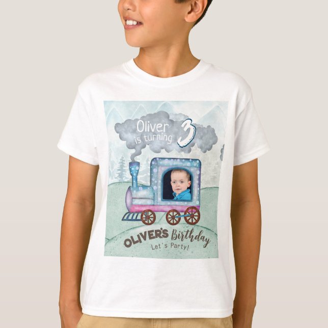 T-shirt Thème d'anniversaire du train ferroviaire (Devant)