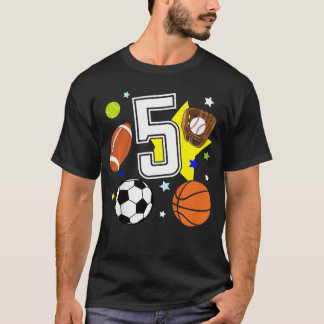 T-shirt Thème d'anniversaire sportif 5 ans garçon fu