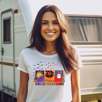 T-shirt Thème de carte de vœux Joyeux Hallothankmas pour l