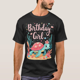T-shirt Thème de fête d'anniversaire Tortue de mer Fille d