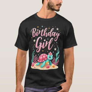 T-shirt Thème de fête d'anniversaire Tortue de mer Fille d