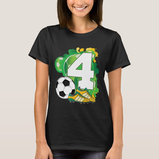 T-shirt Thème de fête de foot pour garçon de 4 ans  (Devant)