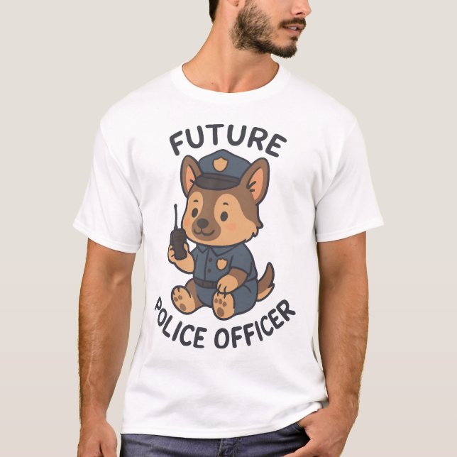 T-shirt Thème de futur policier de chien mignon (Devant)